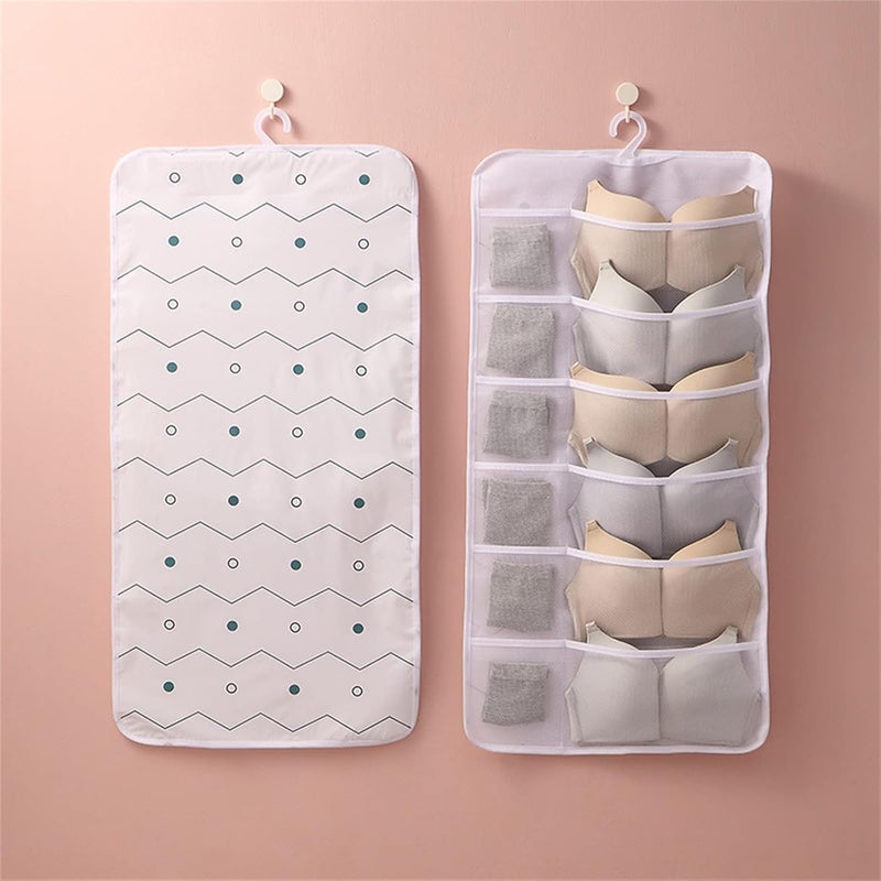 klarako Closet Hanging Organizer, Non-Woven Double-Sided Storage Bag Washable Wardrobe Multi-Pocket Premium Underwear Hanging Bag Door Rear Socks Bag for Space Saving Moving Storage - Image 1