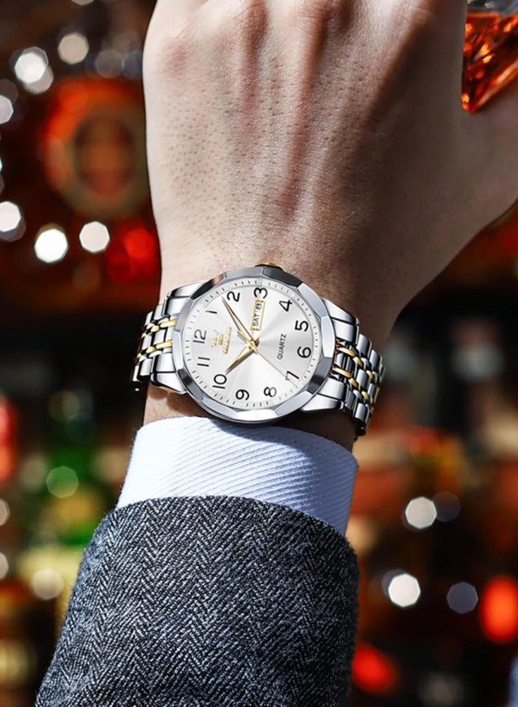 OLEVS Original Waterproof Men's Watches Digital Mirror Quartz Watch for Man Luminous Stainless Steel Wristwatch Male Date Week - Image 3