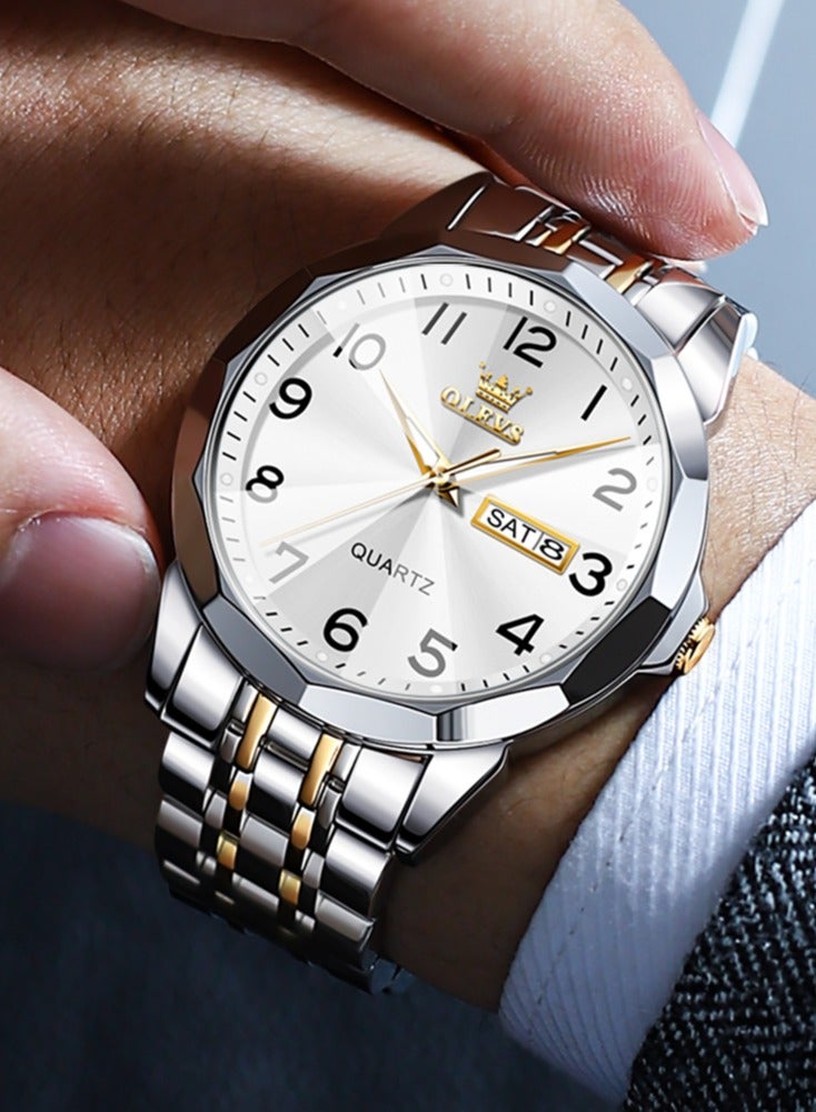 OLEVS Original Waterproof Men's Watches Digital Mirror Quartz Watch for Man Luminous Stainless Steel Wristwatch Male Date Week - Image 4