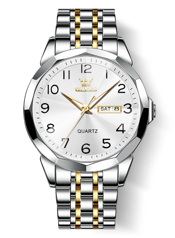 OLEVS Original Waterproof Men's Watches Digital Mirror Quartz Watch for Man Luminous Stainless Steel Wristwatch Male Date Week - Image 2