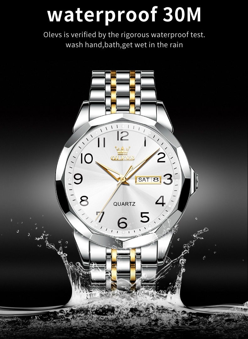 OLEVS Original Waterproof Men's Watches Digital Mirror Quartz Watch for Man Luminous Stainless Steel Wristwatch Male Date Week - Image 5