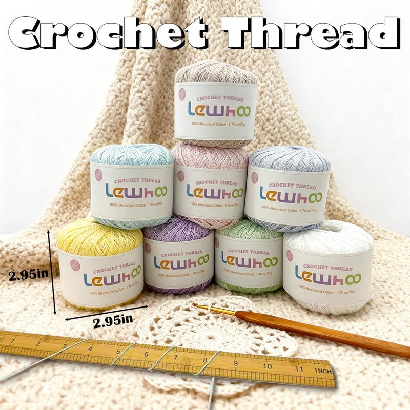 Lewhoo Crochet Thread, 8 Pearl Yarn Balls for Crocheting, 100% Mercerized Cotton Tatting Thread Size 10, Cotton Lace Yarn Hand Embroidery - Image 5
