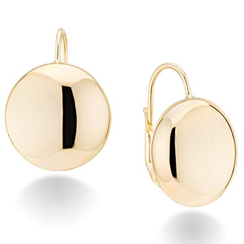 MiaBella 18K Gold Plated Sterling Silver Italian High Polished Round Dome Button Bead Ball Statement Leverback Earrings for Women 925 Made in Italy (12mm) - Image 1