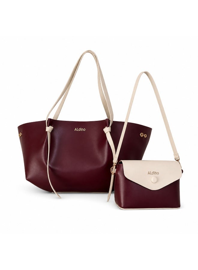 Aldino A premium women's handbag set from ALINO-1-MAROON - Image 3