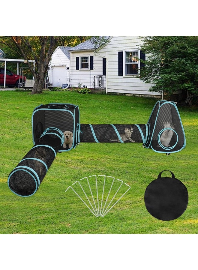 BWOGUE Outdoor Cat Enclosures for Indoor Cats, 4 in 1 Outdoor Cat Tent with Tunnel Portable Pop Up Visual Mesh Cat Outside Playhouse for Cats Puppy Small Animals, Total Length 9.45FT - Image 1