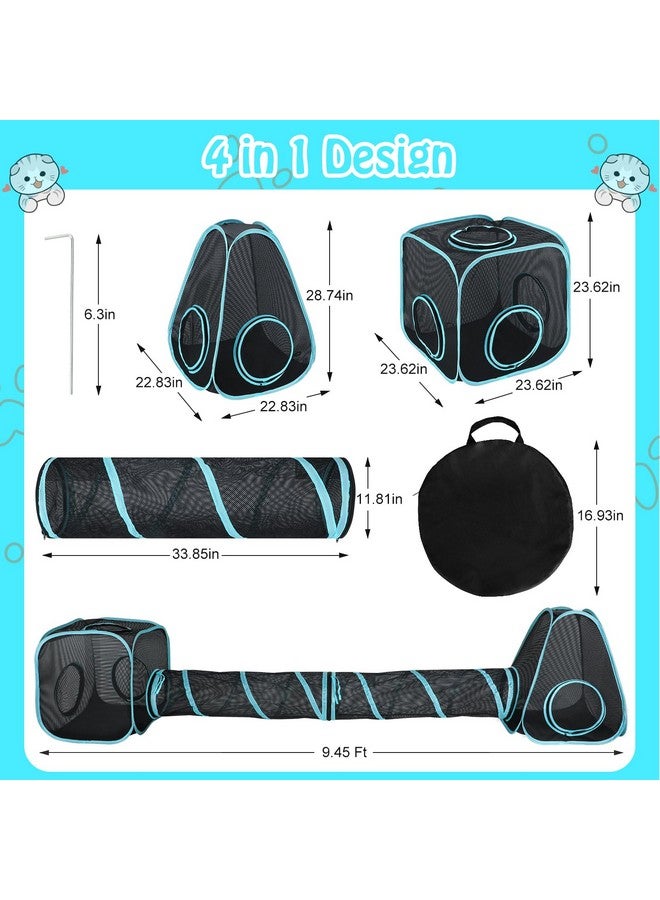 BWOGUE Outdoor Cat Enclosures for Indoor Cats, 4 in 1 Outdoor Cat Tent with Tunnel Portable Pop Up Visual Mesh Cat Outside Playhouse for Cats Puppy Small Animals, Total Length 9.45FT - Image 3