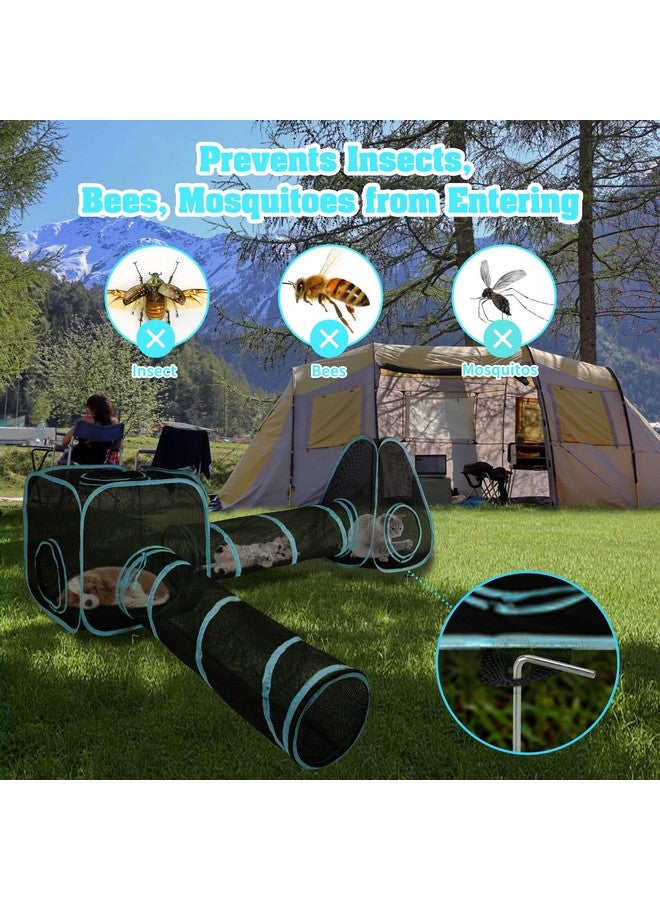 BWOGUE Outdoor Cat Enclosures for Indoor Cats, 4 in 1 Outdoor Cat Tent with Tunnel Portable Pop Up Visual Mesh Cat Outside Playhouse for Cats Puppy Small Animals, Total Length 9.45FT - Image 4