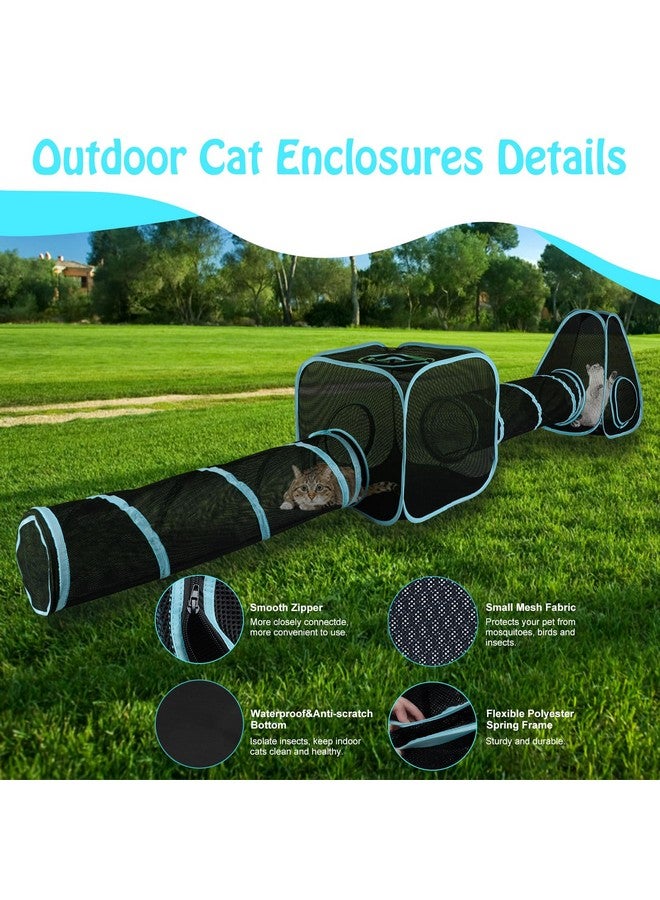 BWOGUE Outdoor Cat Enclosures for Indoor Cats, 4 in 1 Outdoor Cat Tent with Tunnel Portable Pop Up Visual Mesh Cat Outside Playhouse for Cats Puppy Small Animals, Total Length 9.45FT - Image 2