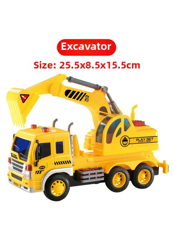 Art Car Play Simulation Large Inertia Children's Toy Car Engineering Excavator Baby Toy Lights Music Story-Color:310D 【acousto-optic】 Excavator - Image 1