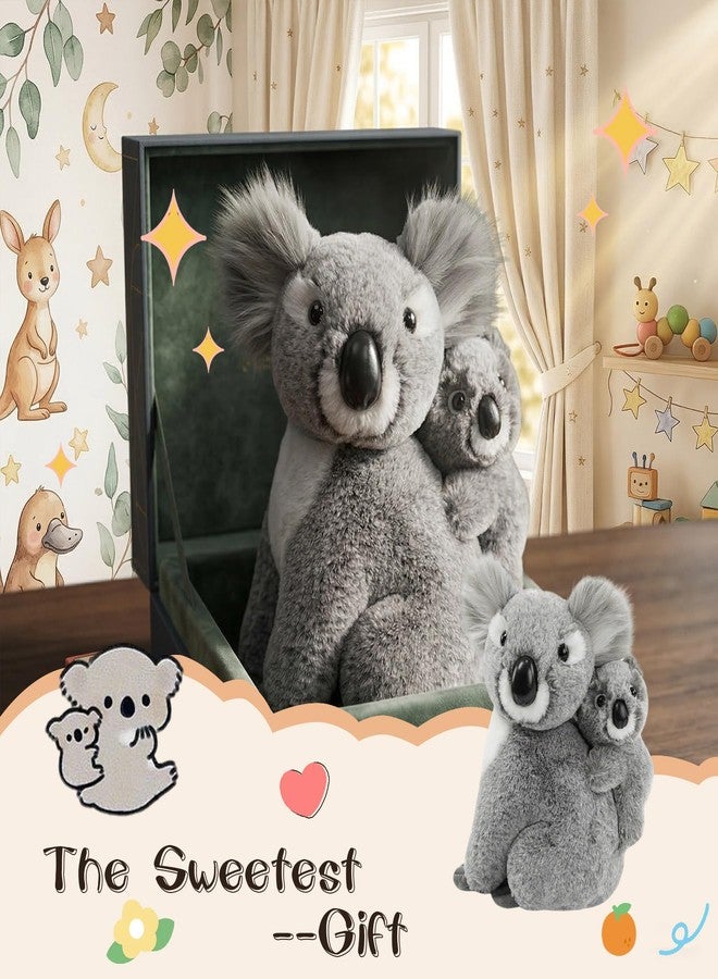 JUSTQUNSEEN Mom and Baby Stuffed Animals Koala Plush Toy Realistic Piggyback Koala Bear Plushies 10 Inch Soft Zoo Safari Jungle Wildlife Figure Educational Toy Birthday Gifts for Kids 3 4 5 6 Year Old - Image 5