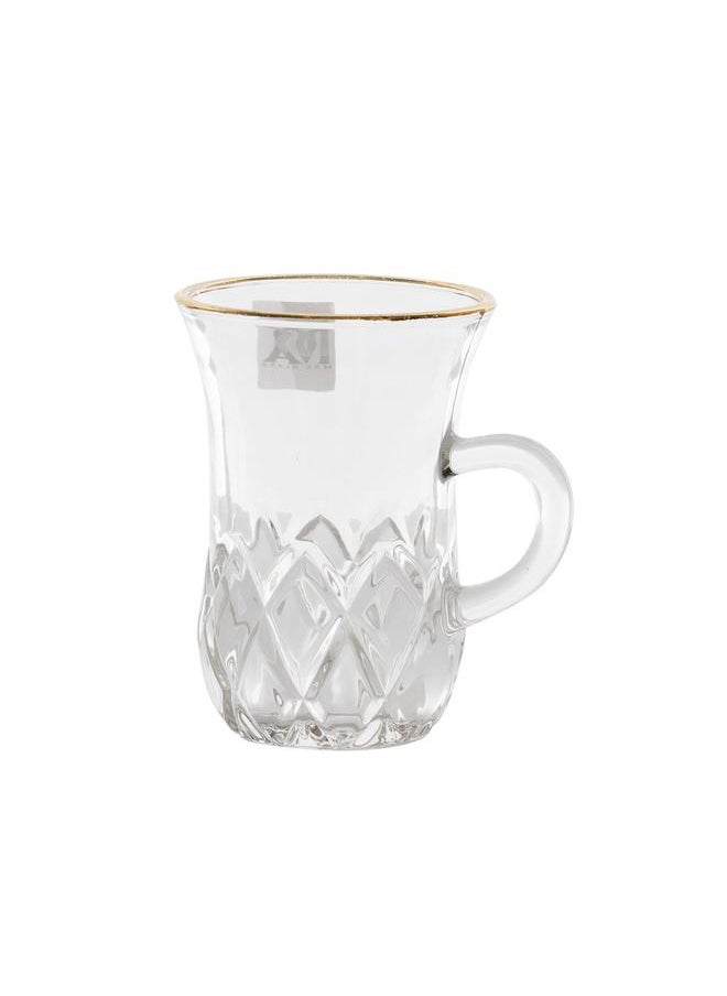 Alsaif Tea Set With Max Glass Handle Gold Line 6 Pieces Transparent  - Image 2