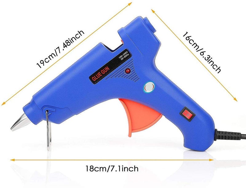 مسدس غراء 100 واط مع 5 أعواد غراء، لتثبيت الحرف اليدوية، مشاريع الفن الصغيرة، قلم عالي الحرارة للاستخدام الثقيل، للأعمال اليدوية، الخشب، المجوهرات، القماش، أداة احترافية مع قاعدة، مفتاح تشغيل وإيقاف - متعدد الألوان