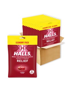 Halls HALLS Relief Cherry Cough Drops, Economy Pack, 12 Packs of 80 Drops (960 Total Drops) 