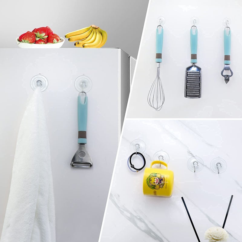 ETwinCoo All-Purpose Suction Cups Hooks [Combo Set] Reliable Strongest Window Suction Cups with Hooks (2 Large/2.36 Inches, 4 Medium/1.77 Inches, 6 Small/1.18 Inches), 12 Pack - Image 2