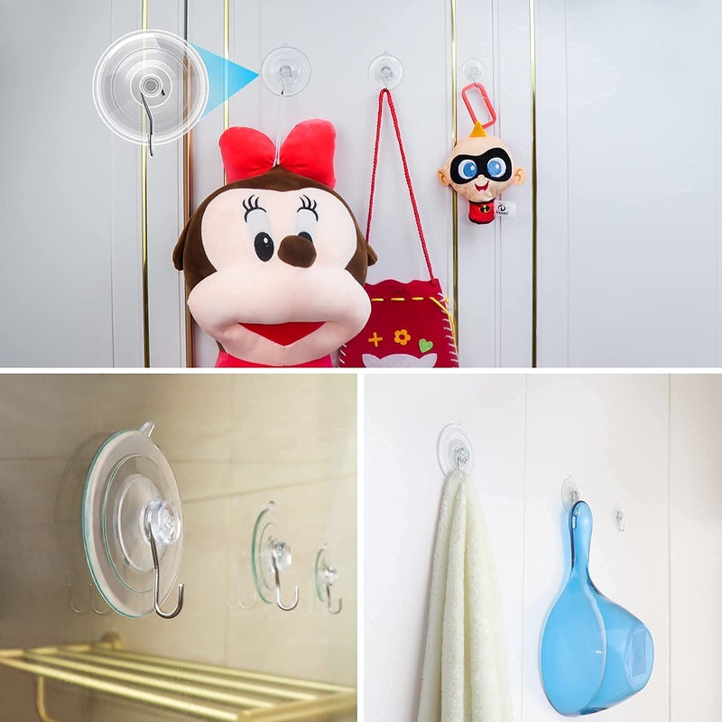ETwinCoo All-Purpose Suction Cups Hooks [Combo Set] Reliable Strongest Window Suction Cups with Hooks (2 Large/2.36 Inches, 4 Medium/1.77 Inches, 6 Small/1.18 Inches), 12 Pack - Image 5