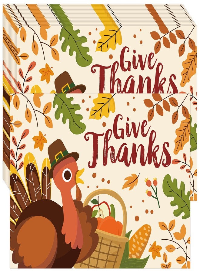 Lucleag 50 PCS Thanksgiving Paper Place Mats, Thanksgiving Give Thanks Turkey Pumpkin Disposable Placemats Table Mats for Fall Thanksgiving Party Dinner Table Decorations, 13.8x9.8 inch (Give Thanks) - Image 1