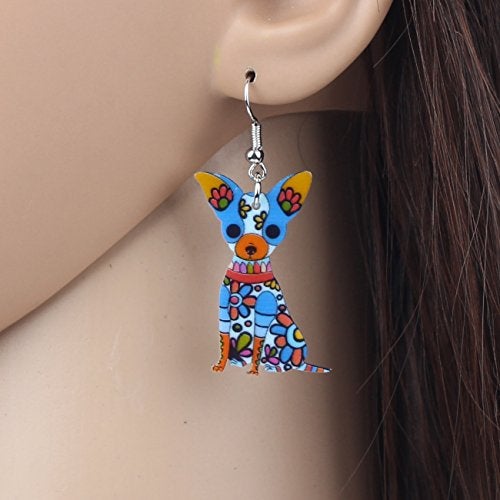 Bonsny Acrylic Drop Chihuahuas Dog Pets Earrings Funny Design Lovely Gift For Women Fashion Jewelry (Brown) - Image 4