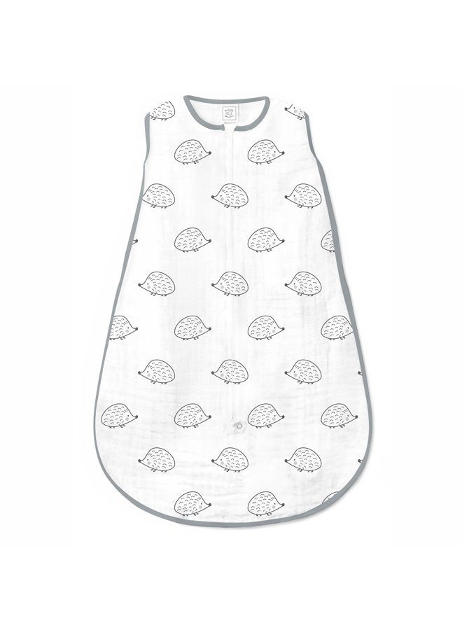 SwaddleDesigns Cotton Muslin zzZipMe Sleeping Sack, Wearable Blanket with 2-Way Zipper, Black Hedgehog, Medium, 6-12 Months  - Image 1