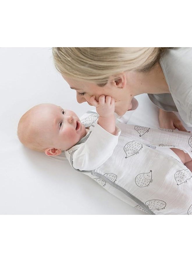 SwaddleDesigns Cotton Muslin zzZipMe Sleeping Sack, Wearable Blanket with 2-Way Zipper, Black Hedgehog, Medium, 6-12 Months  - Image 4