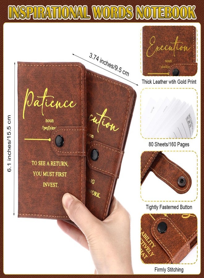Tenceur 10 Sets Inspirational Pocket Notebooks with Pens A6 Leather Journals Bulk Christmas Motivational Gifts for Office School Team Staff Employee, 160 Lined Pages/Notebook (Brown) - Image 2