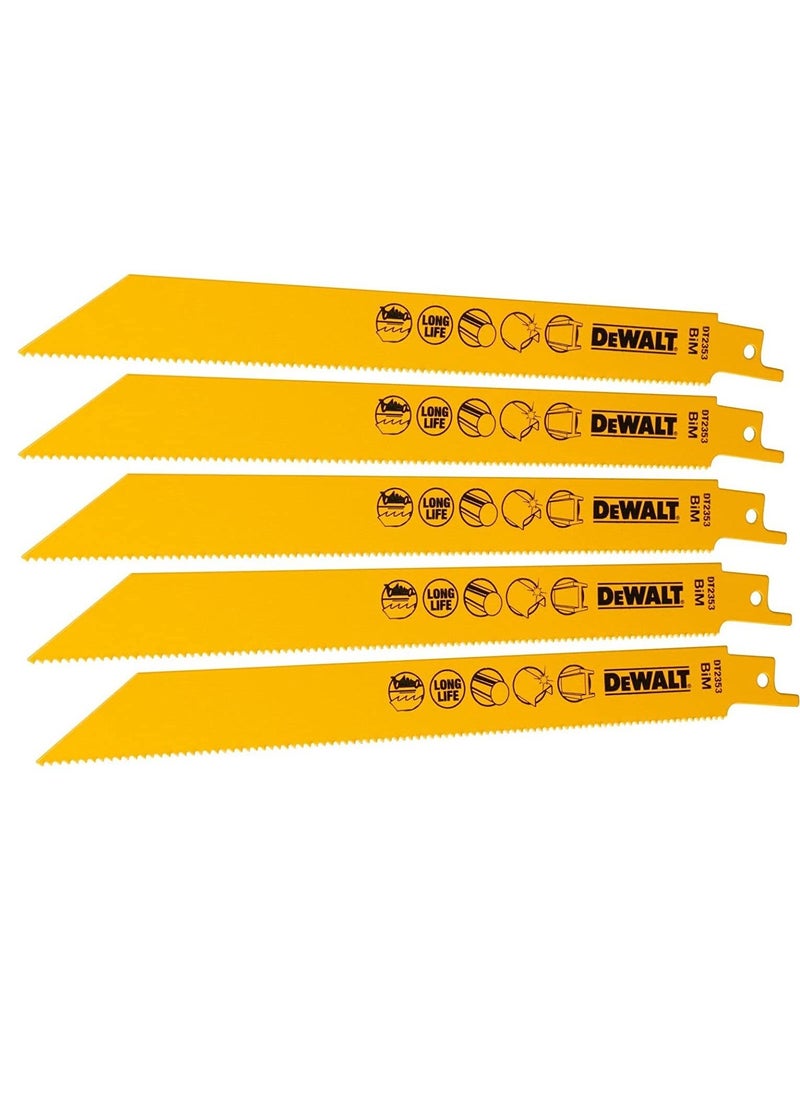 DEWALT - Reciprocating Blades 203mm 8inch 1.2T 5pcs Pkt - Image 1