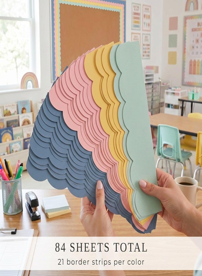 ZICOTO Beautiful Scalloped Bulletin Board Borders for Classroom Decor - 84 Colorful Strips for Up to 4 Boards 4x6 ft, Durable Decoration and Teacher Must Haves for a Warm Welcoming Classroom - Image 3
