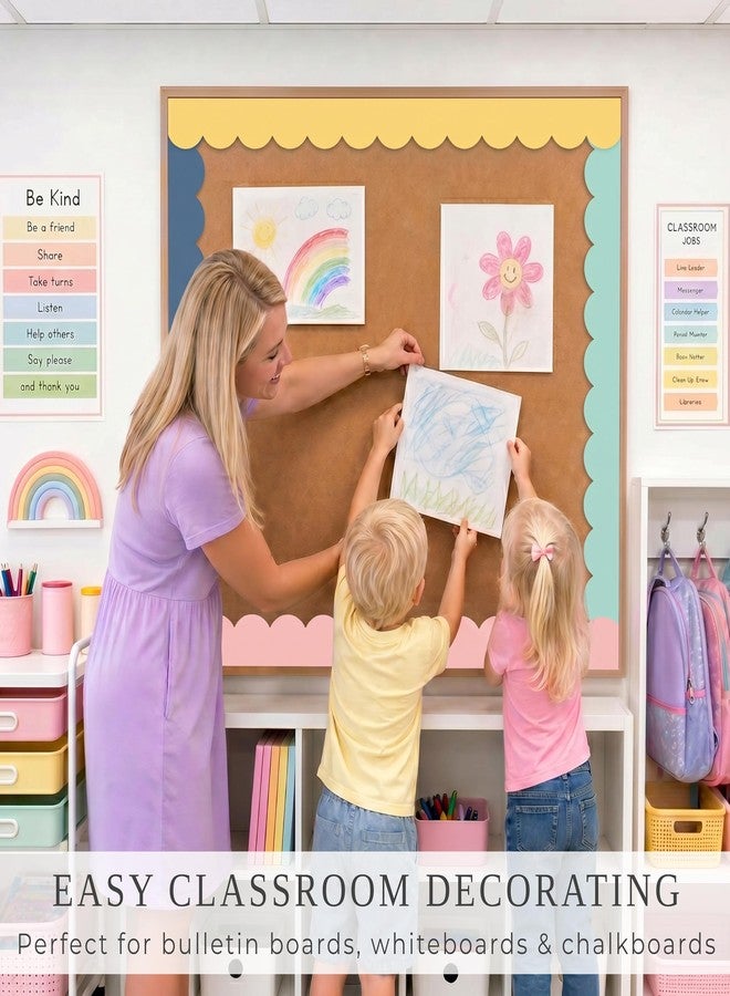 ZICOTO Beautiful Scalloped Bulletin Board Borders for Classroom Decor - 84 Colorful Strips for Up to 4 Boards 4x6 ft, Durable Decoration and Teacher Must Haves for a Warm Welcoming Classroom - Image 2