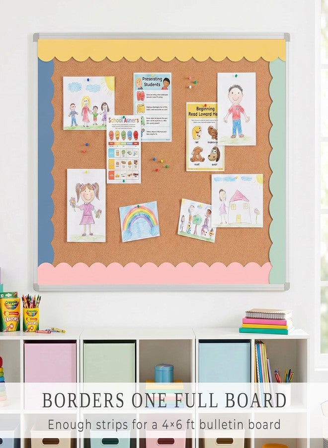 ZICOTO Beautiful Scalloped Bulletin Board Borders for Classroom Decor - 84 Colorful Strips for Up to 4 Boards 4x6 ft, Durable Decoration and Teacher Must Haves for a Warm Welcoming Classroom - Image 4