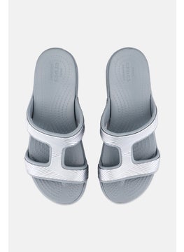 crocs Women Brand Logo Slip On Sandals, Grey  - Image 3