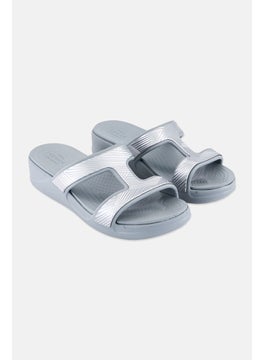 crocs Women Brand Logo Slip On Sandals, Grey  - Image 1
