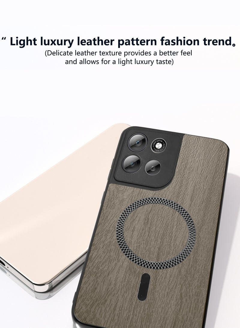 دبليو تيك غطاء خلفي قوي مضاد للصدمات مع مغناطيس Magsafe مصنوع من البلاستيك الصلب لهاتف Motorola Moto G56 5G 2025 بنقشة خشب، غلاف بالإضافة إلى الصدفة (MCMPMN) - خشب اللوز - Image 2