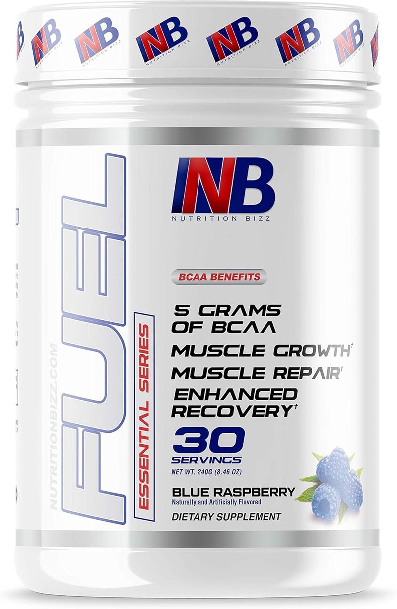 NutritionBizz BCAA Powder 5 Grams of BCAAs Amino Acids Post Workout Recovery Drink for Muscle Building Recovery and Endurance 30 Servings Blue Raspberry - Image 1