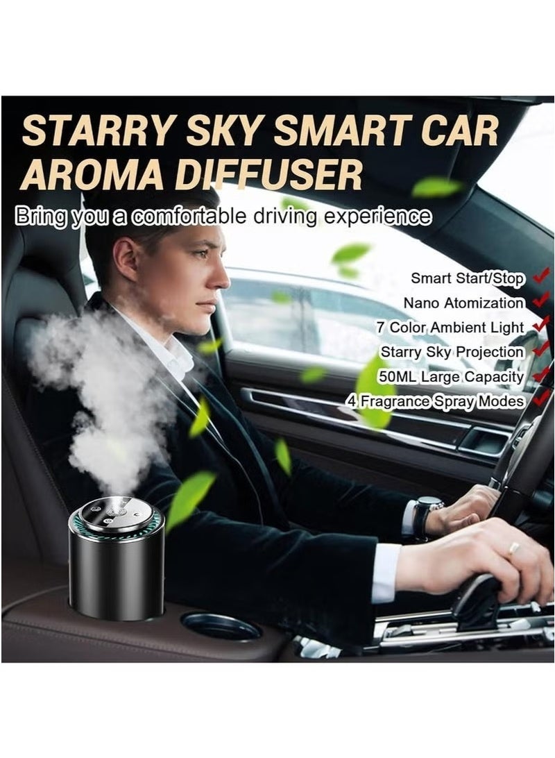 Smart car air freshener with star display – rechargeable fragrance diffuser with auto on/off and cologne oil – black - Image 3