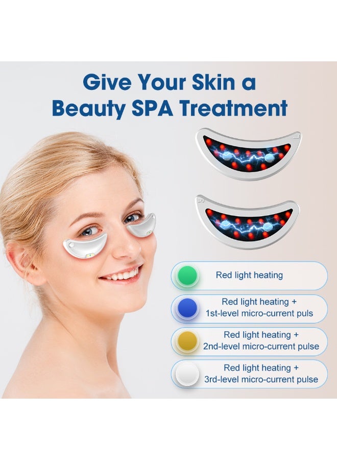 NANAO Under Eye Light Therapy Device,Portable Massager Patches,Beauty Device with Eye Massage for Relieve EyeBags,Fatigue, Dark Circles,Wrinkle,Red Light Therapy with Gel,Sliver - Image 5