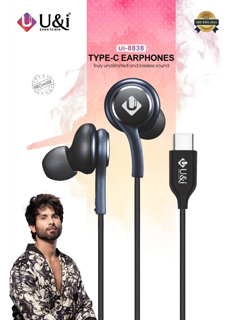 يو اند اي Arabic: سماعات رأس سلكية من نوع C - سماعات أذن سلكية USB-C (Ui-8838) مع ميكروفون وتحكم في الصوت، سماعة مانعة للضوضاء متوافقة مع آيفون - Image 2