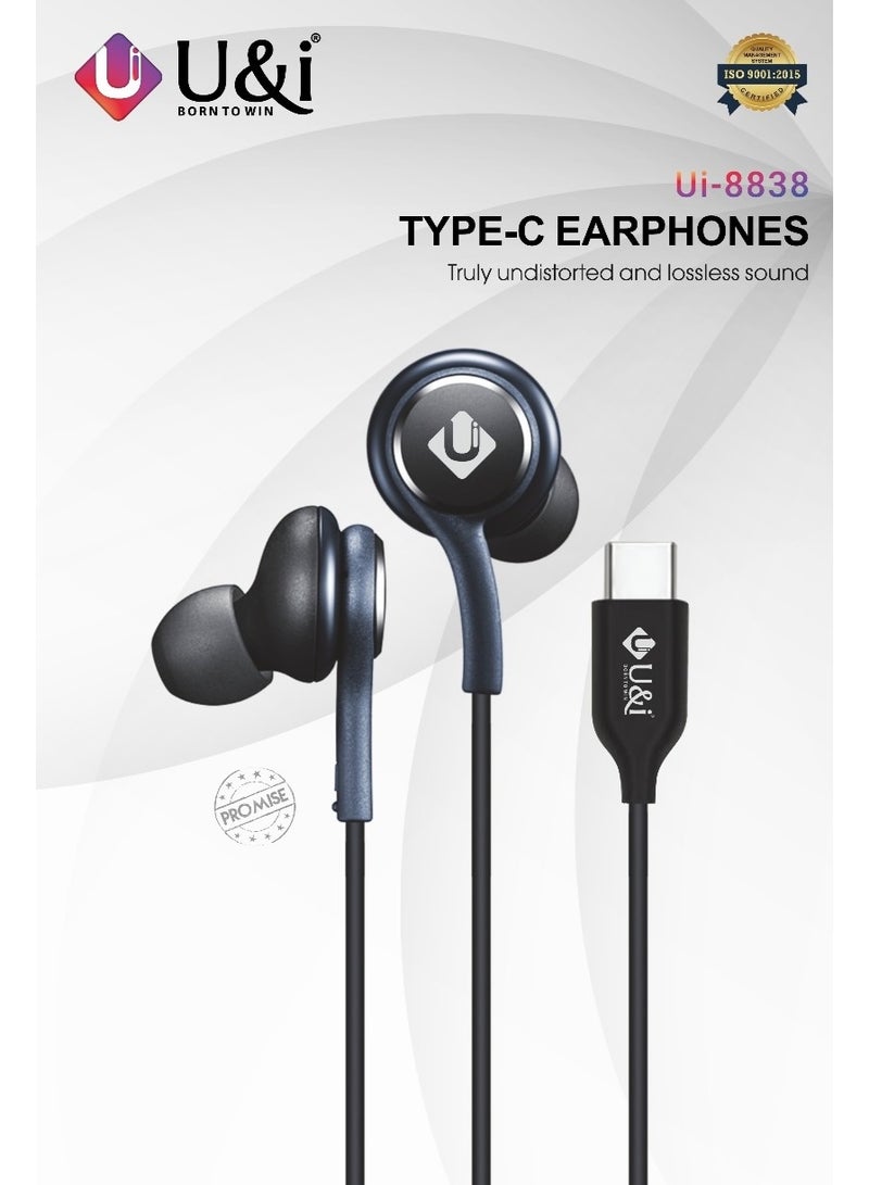 يو اند اي Arabic: سماعات رأس سلكية من نوع C - سماعات أذن سلكية USB-C (Ui-8838) مع ميكروفون وتحكم في الصوت، سماعة مانعة للضوضاء متوافقة مع آيفون - Image 4