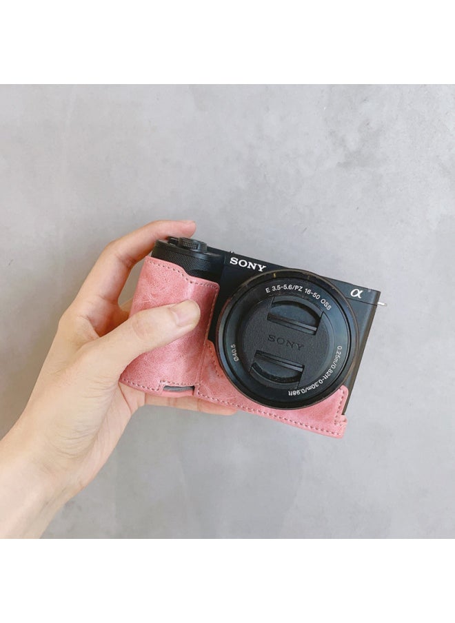 Generic Suitable For Sony ZVE10 II Base Leather Case Protection Half Set ZVE10 Second Generation Camera Leather Base Desirable Battery-Color:Pink Half Set  - Image 1
