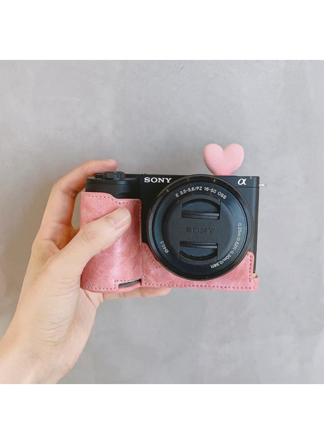 Generic Suitable For Sony ZVE10 II Base Leather Case Protection Half Set ZVE10 Second Generation Camera Leather Base Desirable Battery-Color:Pink Half Set  - Image 4