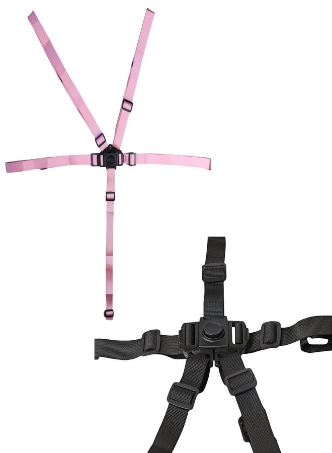 Mtuiewo 2 Pcs Black & Pink High Chair Straps, 5 Point Harness Seat Belt for High Chair, Safety Strap Belt for Child Protection, Adjustable and Durable - Image 1