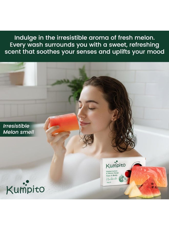 Kumpito Watermelon & Melon Handmade Soap – 100% Natural, Vegan, Skin-Nourishing, Enriched with Olive, Coconut & Castor Oils, Gentle Face & Body Cleanser for All Skin Types - Image 4