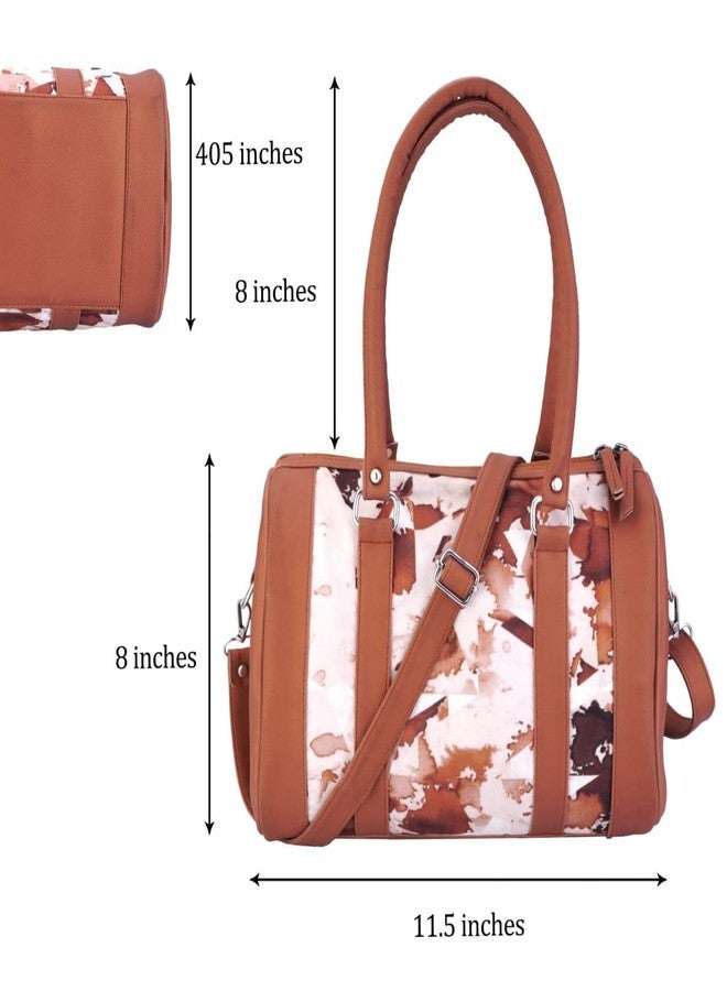 Ameedarshan Leather Round Duffel Bag Women,Travel Weekend Overnight Bag,Lage Sport Gym Bag,PU Leather Shoulder Satchel Handbag Brown - Image 3