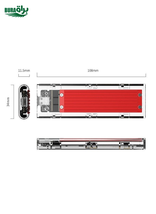 BURAQ ORICO TCM2-C3 NVMe M.2 SSD Enclosure (10Gbps)(Red)  - Image 3