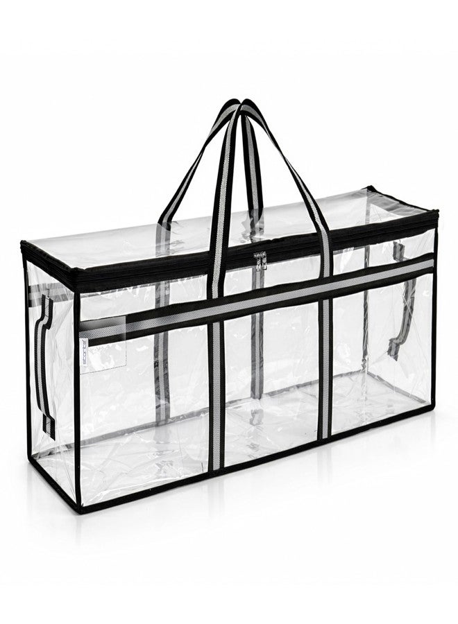 Storite Multi-Purpose Heavy Duty Moisture Proof 85 Litres Transparent Super-Size Jumbo Underbed Storage Bag/Toys/Blankets/Stationery Paper/Clothes Storage Bag (88x27x36 cm) - Image 1