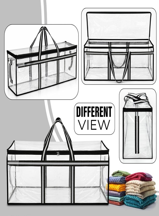 Storite Multi-Purpose Heavy Duty Moisture Proof 85 Litres Transparent Super-Size Jumbo Underbed Storage Bag/Toys/Blankets/Stationery Paper/Clothes Storage Bag (88x27x36 cm) - Image 5