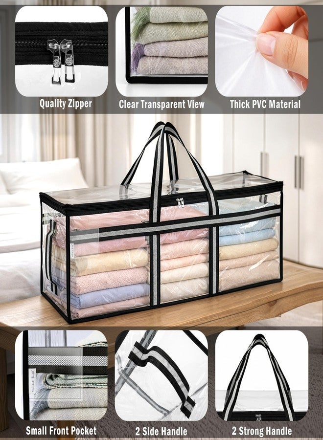 Storite Multi-Purpose Heavy Duty Moisture Proof 85 Litres Transparent Super-Size Jumbo Underbed Storage Bag/Toys/Blankets/Stationery Paper/Clothes Storage Bag (88x27x36 cm) - Image 3