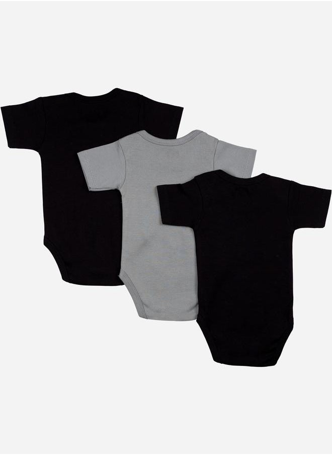 Babies Basic Pack of 3 - Solid Short Sleeves Bodysuit by Styli  - Image 2