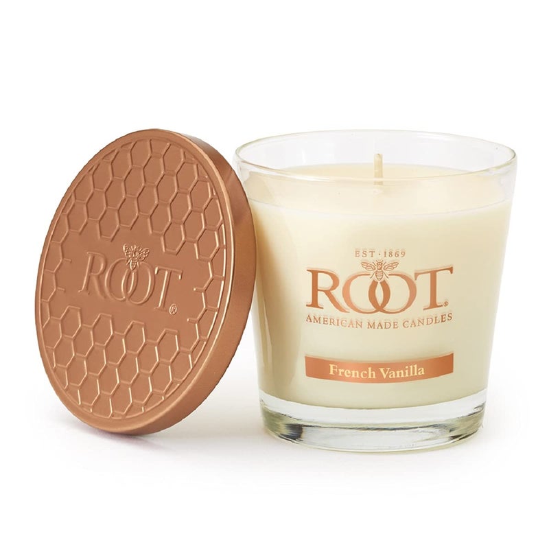 Root Candles Honeycomb Veriglass Scented Beeswax Blend Candle Small French Vanilla
