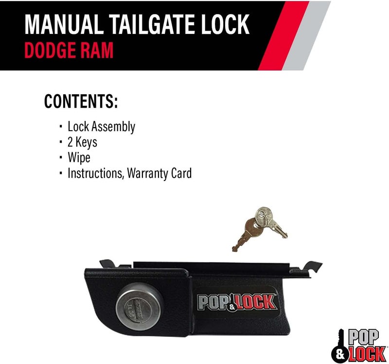Pop & Lock – Manual Tailgate Lock for Dodge Ram 1500, 2500, and 3500, Fits 2002 to 2008 (Chrome, PL3400C, Works with No Factory Lock) - Image 5