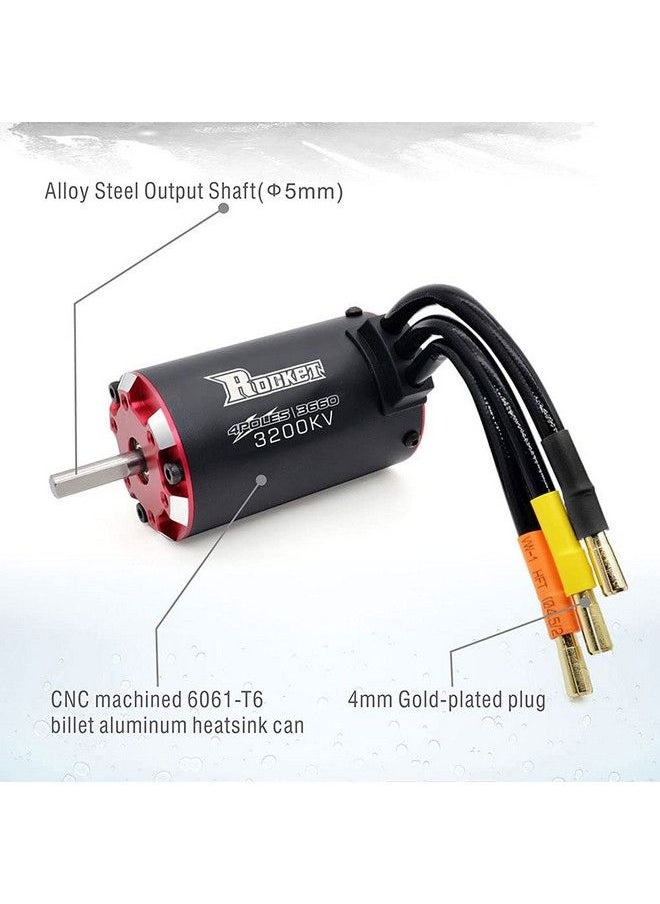 SURPASS HOBBY - Rocket V2 Supersonic 3660 3600Kv Waterproof Brushless Motor Shaft 5Mm Built In Temperature Sensor And Sensor Port For 1/10 Rc Car - Image 1