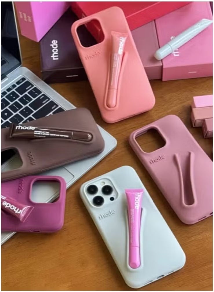 rhode Silicone Case for iPhone 14/15 Pro Max with Lip Holder Cell Phone Case, Lip Gloss Phone Case, Lip Holder Phone Case, Adhesive Back Holder for iPhone (Purple) - Image 2